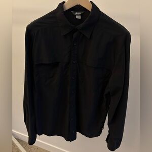 Mountain Equipment Co-op MEC Travel Hiking Shirt Venting Long Sleeve Black Large